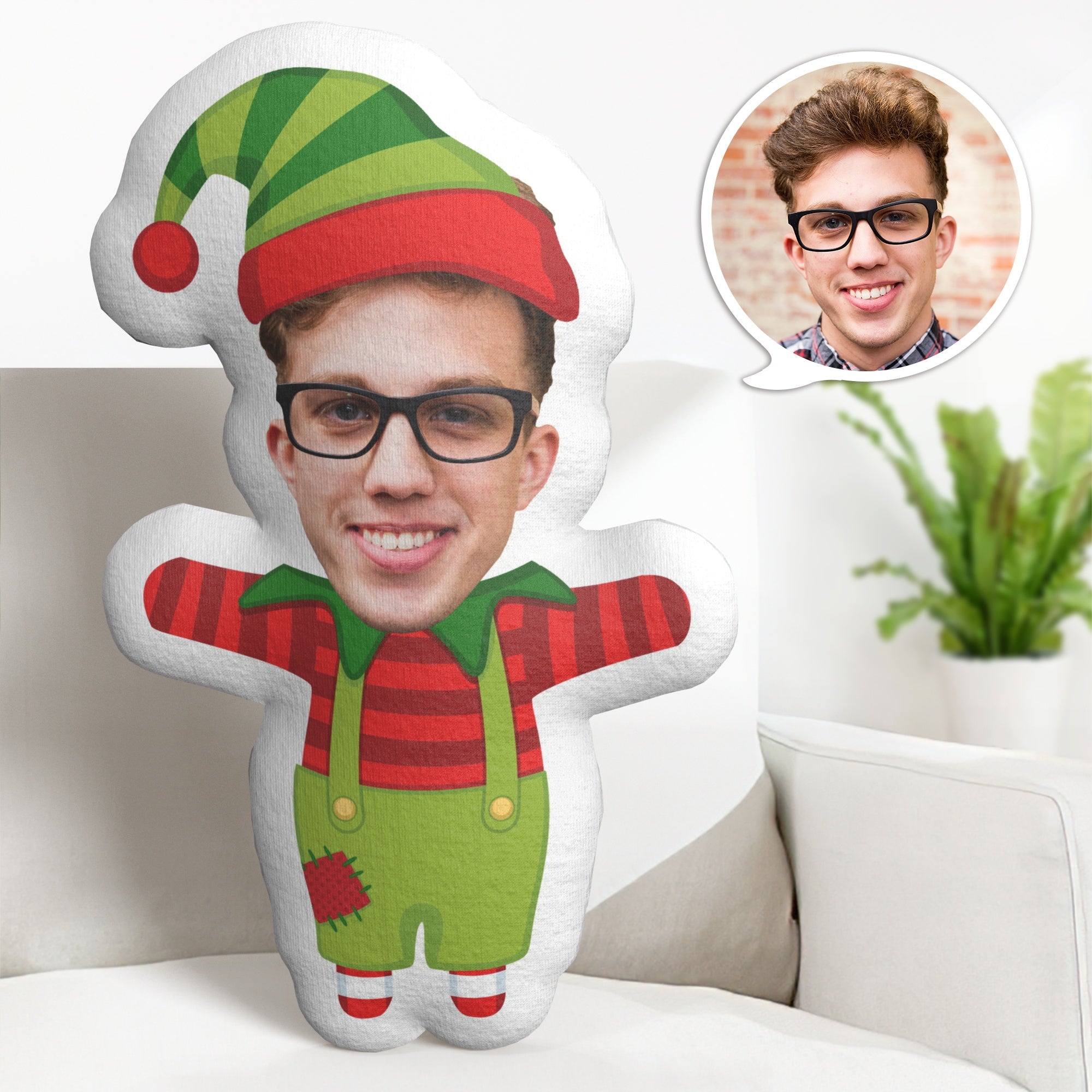 هدايا عيد الميلاد وجه مخصص Minime رمي وسادة شخصية عيد الميلاد قزم وسادة الهدايا - 