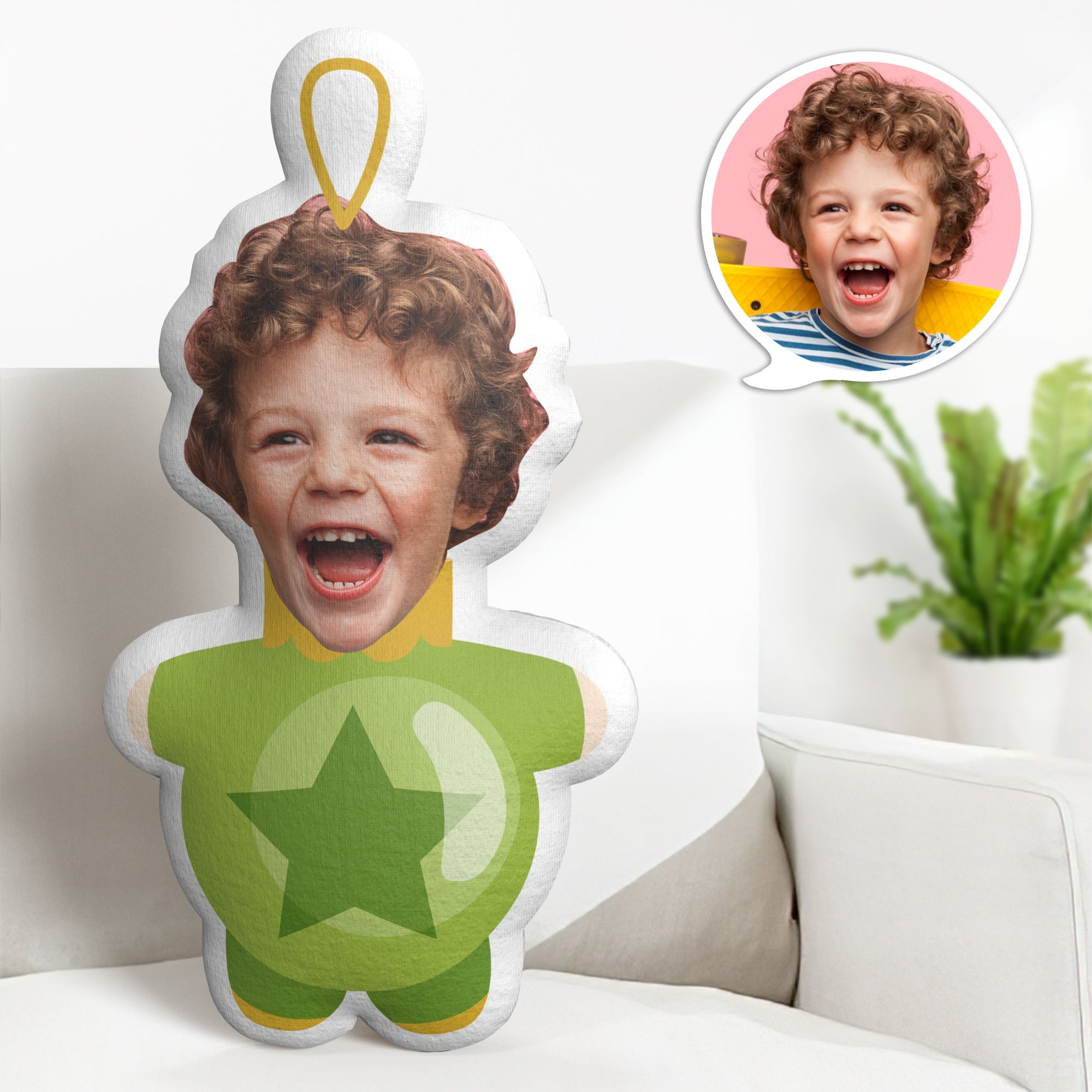 شخصية الوجه Minime رمي وسادة مخصصة عيد الميلاد ضوء الكرتون رمي وسادة - 