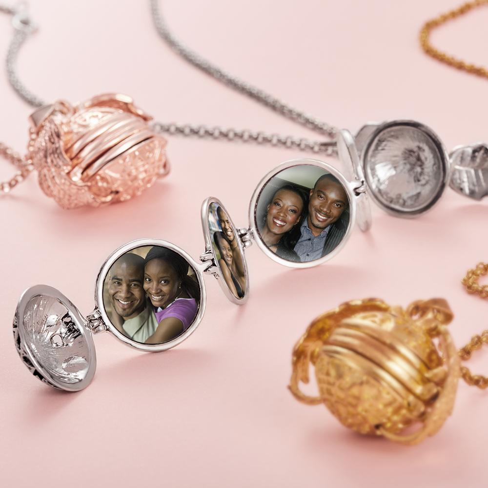 قلادة على شكل أجنحة الصور بإطار مدلاة للصور مخصص باللون الذهبي العتيق - 