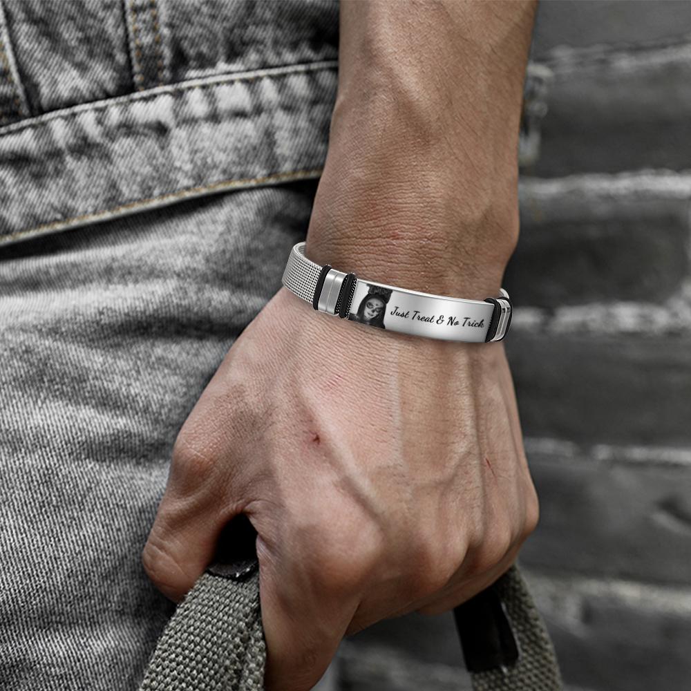 سوار صور مخصص محفورة الفولاذ المقاوم للصدأ الرجال سوار هدية لهدايا الهالوين - 