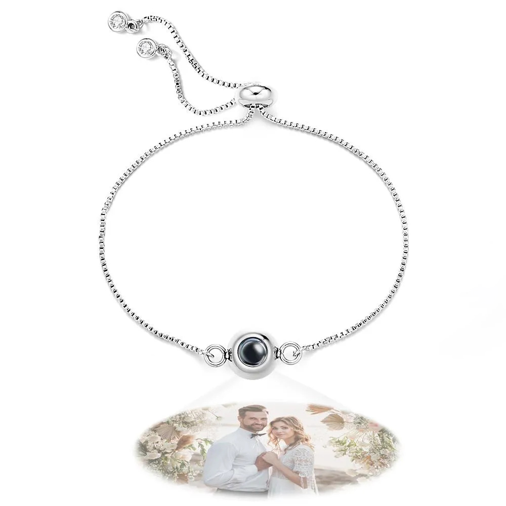 سوار إسقاط الصور، سوار شخصي قابل للتعديل، هدية رائعة للذكرى السنوية لها - 