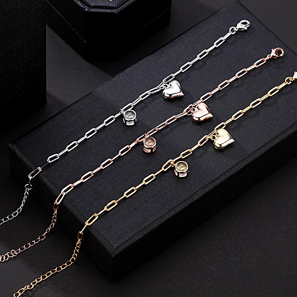 سوار إسقاط الصور الشخصية مع هدية إبداعية على شكل قلب - 