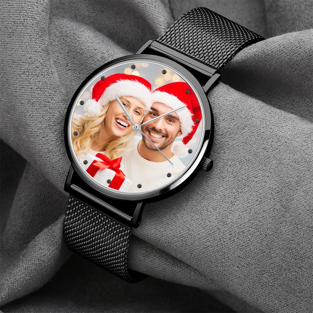 ساعة نسائية منقوشة بسوار من خليط معدني أسود مقاس 36 ملم هدايا عيد الميلاد - 