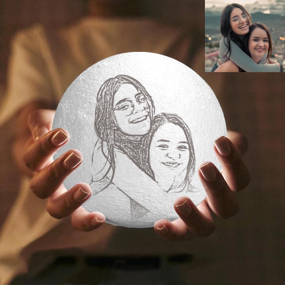 مصباح صور القمر، ضوء صور ثلاثي الأبعاد مخصص - جهاز تحكم عن بعد 16 لونًا - 