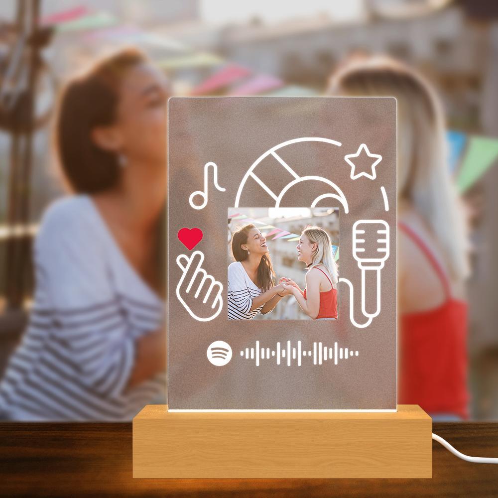 إطار كود سبوتيفي قابل للمسح، لوحة موسيقية من الأكريليك غير اللامع، هدايا ليلية لصديق - 