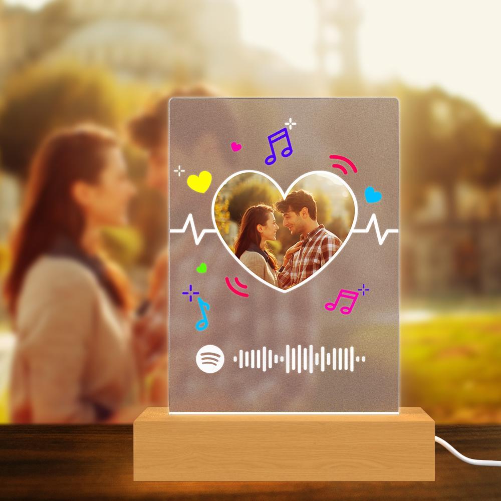 إطار رمز سبوتيفي قابل للمسح، لوحة موسيقى من الأكريليك غير اللامع، ضوء ليلي، هدايا إبداعية للزوجين - 