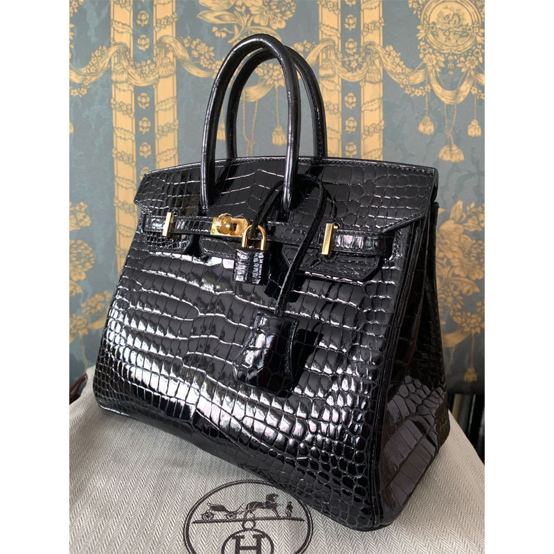 HERMES バーキン25 ポロサス クロコダイル ニロティカス 黒G金具