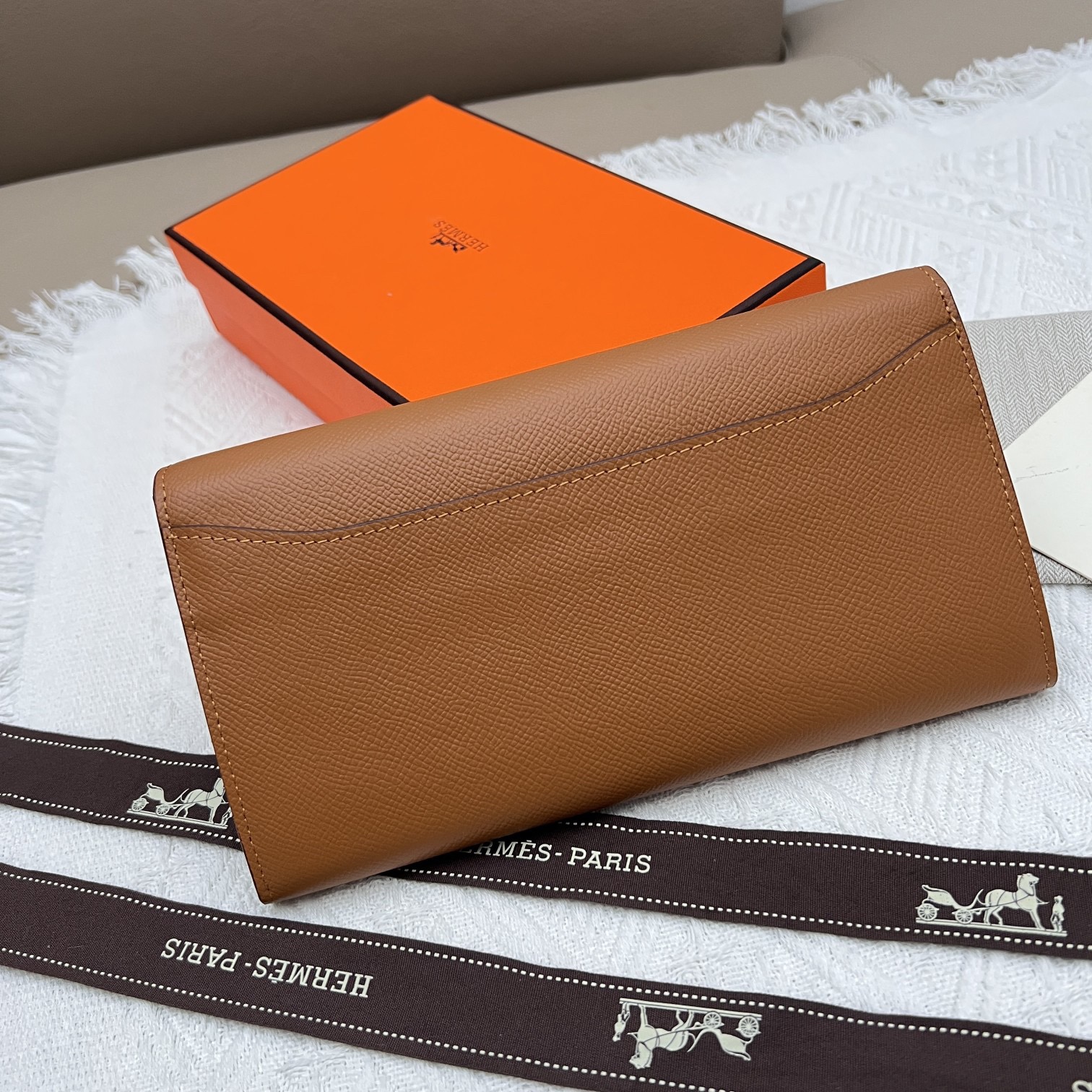 HERMES Constance To Go バックル付きシルバーエプソン牛革クラッチウォレットカードケース