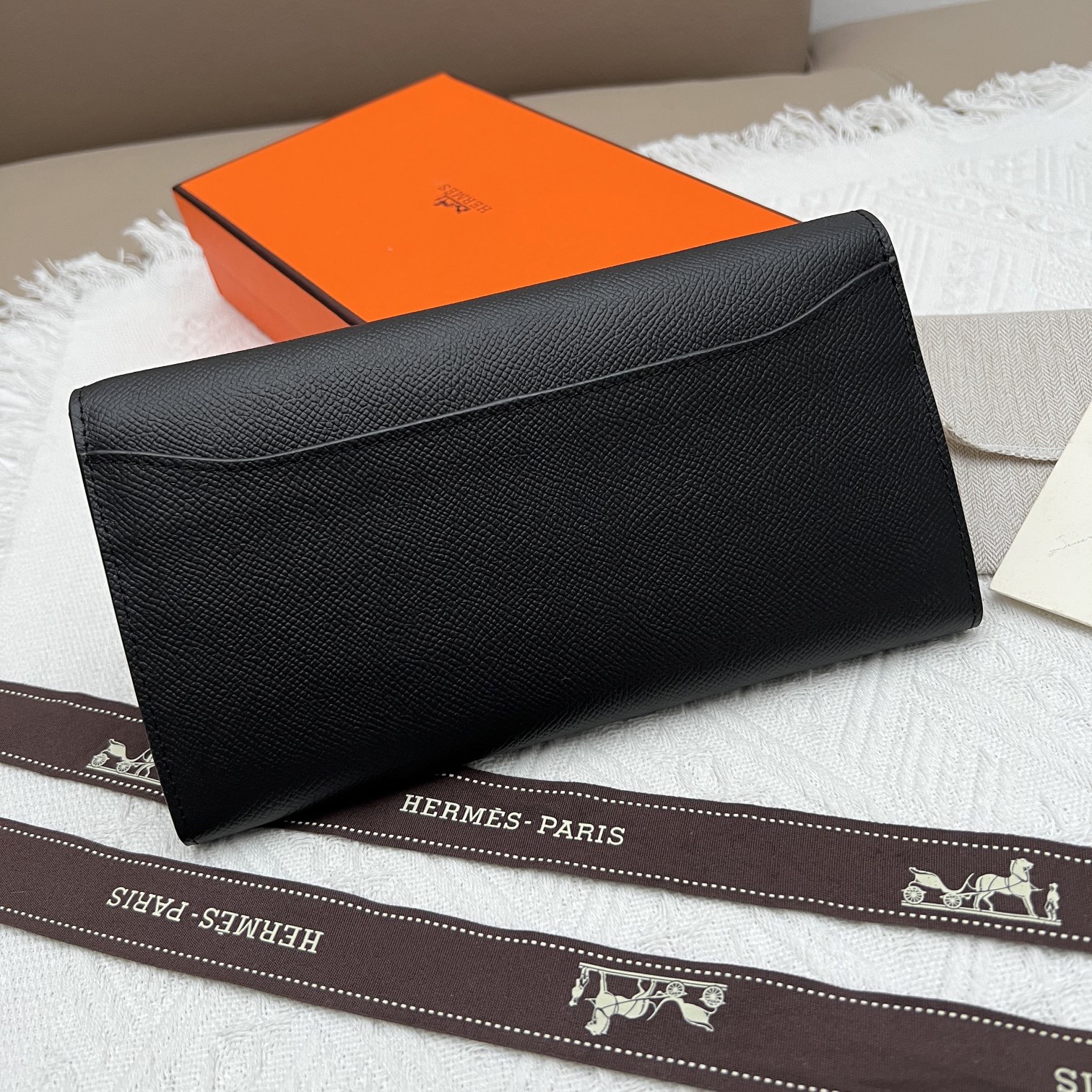 HERMES Constance To Go バックル付きシルバーエプソン牛革クラッチウォレットカードケース