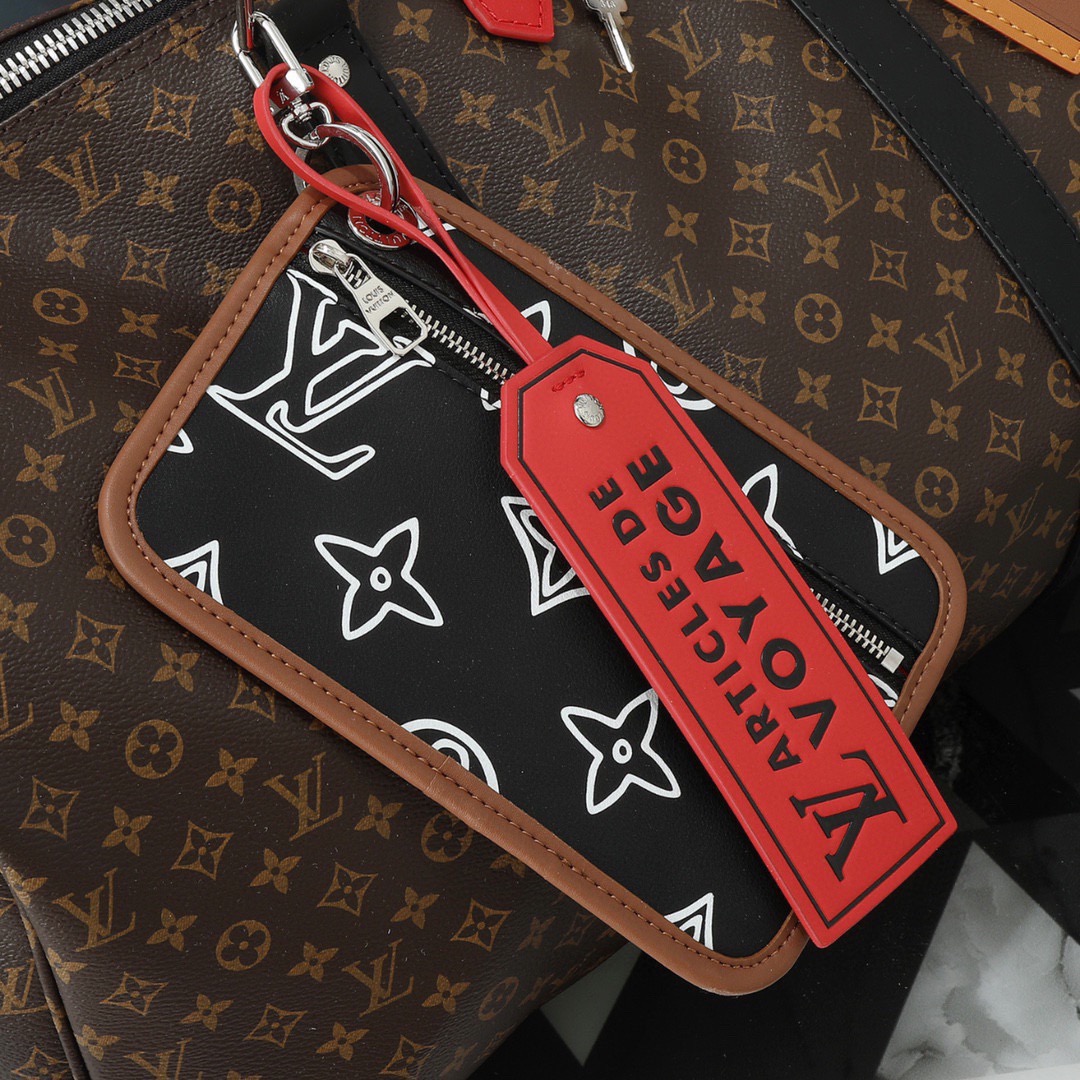 LOUIS VUITTON ルイ・ヴィトン  KEEPALL BANDOULIERE トラベルバッグ パッチワーク ジムバッグ ハンドバッグM56855老花