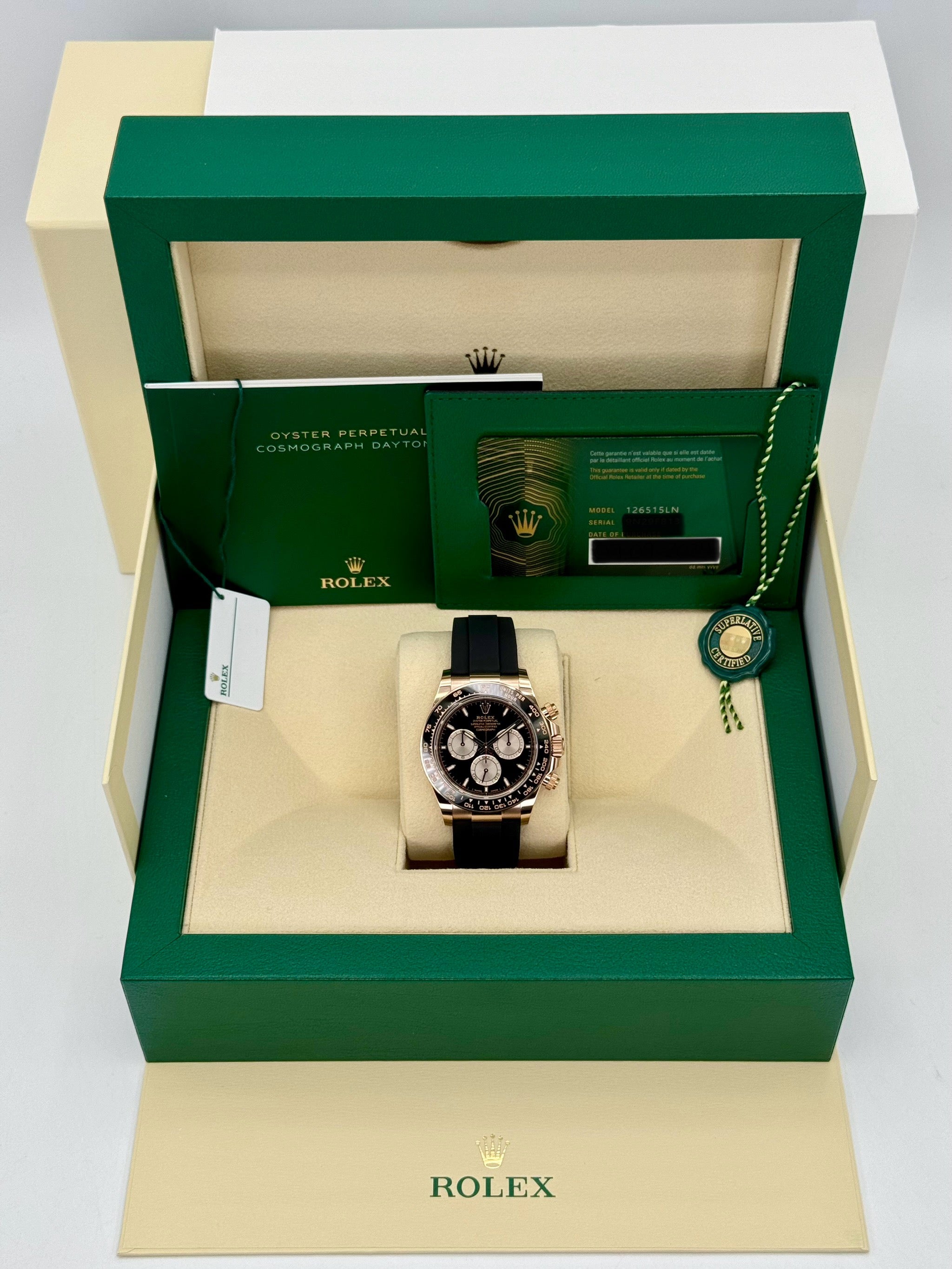 NEW 2024 ロレックスデイトナ40mm 126515LN ローズゴールドオイスターフレックスブラックダイヤル