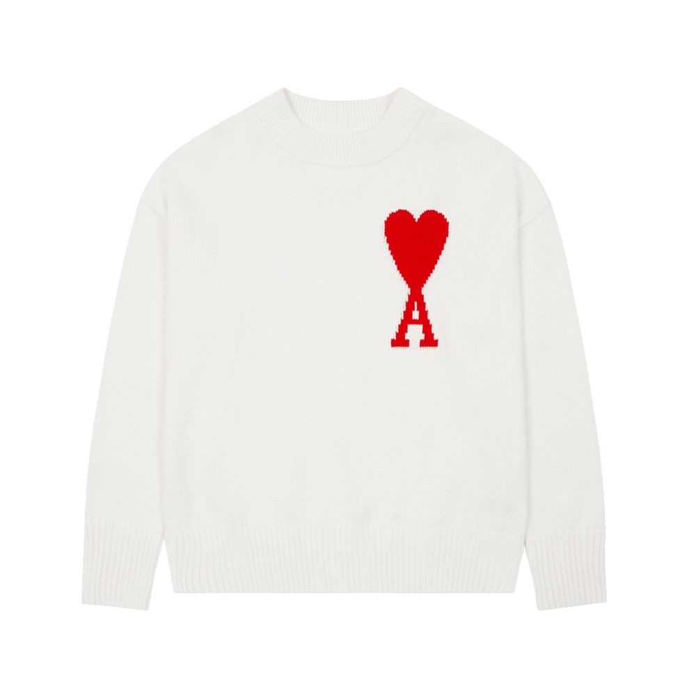 AMI PARIS セーター ハート刺繍プリント 男女兼用ニット