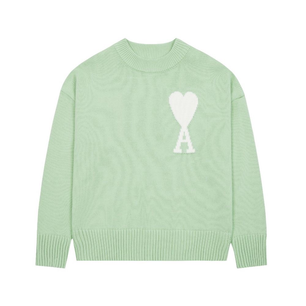 AMI PARIS セーター ハート刺繍プリント 男女兼用ニット