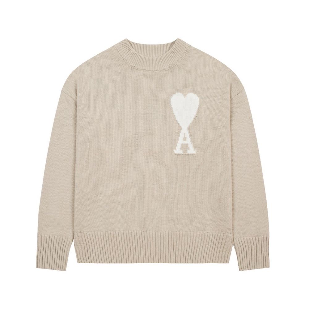 AMI PARIS セーター ハート刺繍プリント 男女兼用ニット