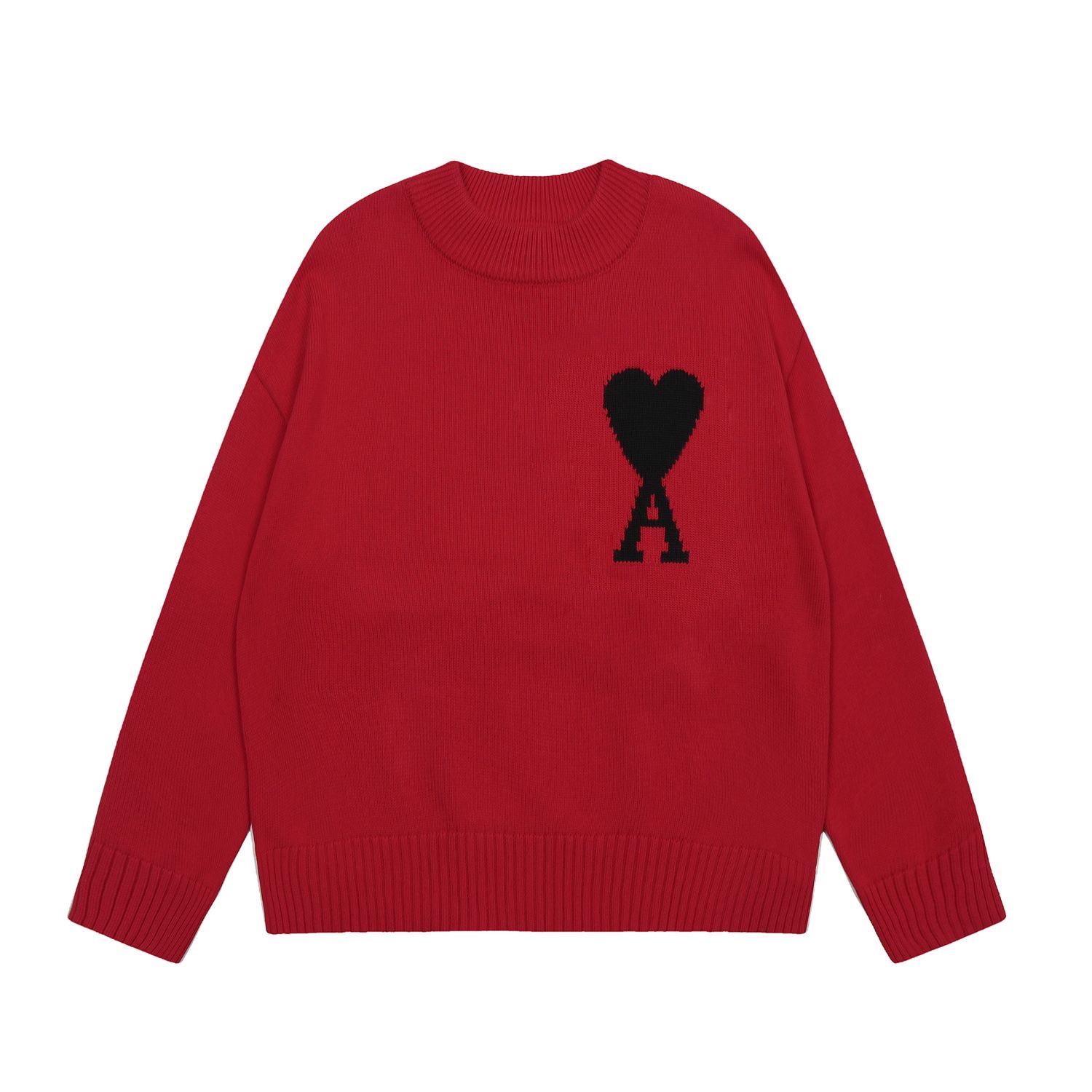 AMI PARIS セーター ハート刺繍プリント 男女兼用ニット