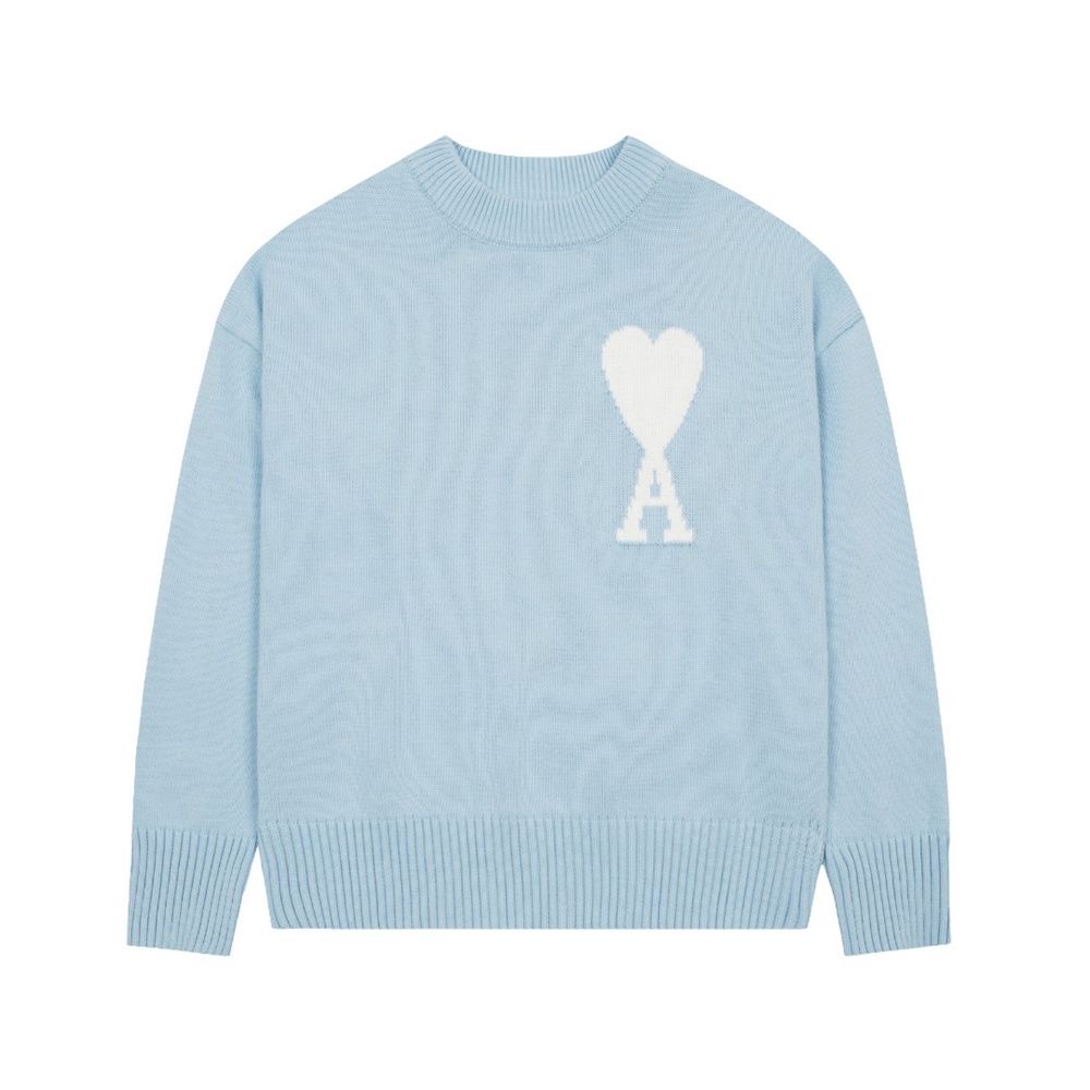 AMI PARIS セーター ハート刺繍プリント 男女兼用ニット