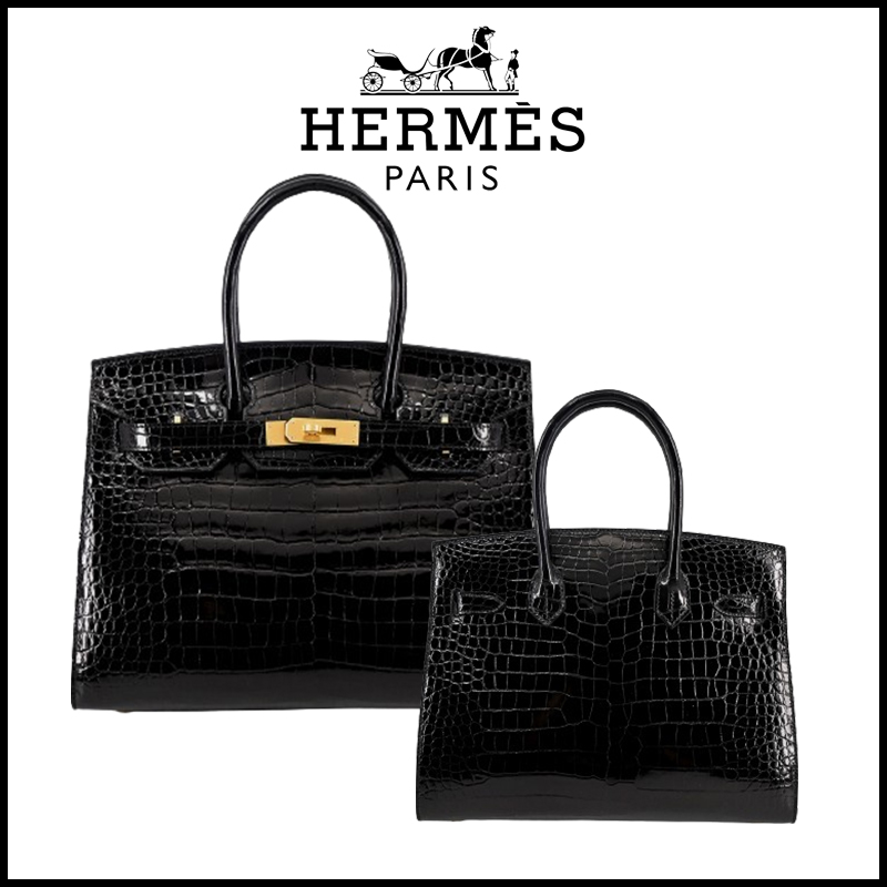 HERMES 高級ワニ革模様 プラチナバッグ