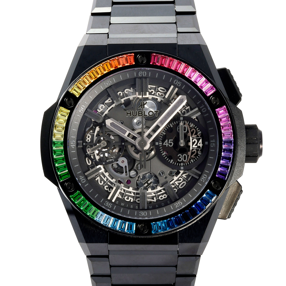 ウブロ HUBLOT ビッグバン インテグレーテッド オールブラック レインボー