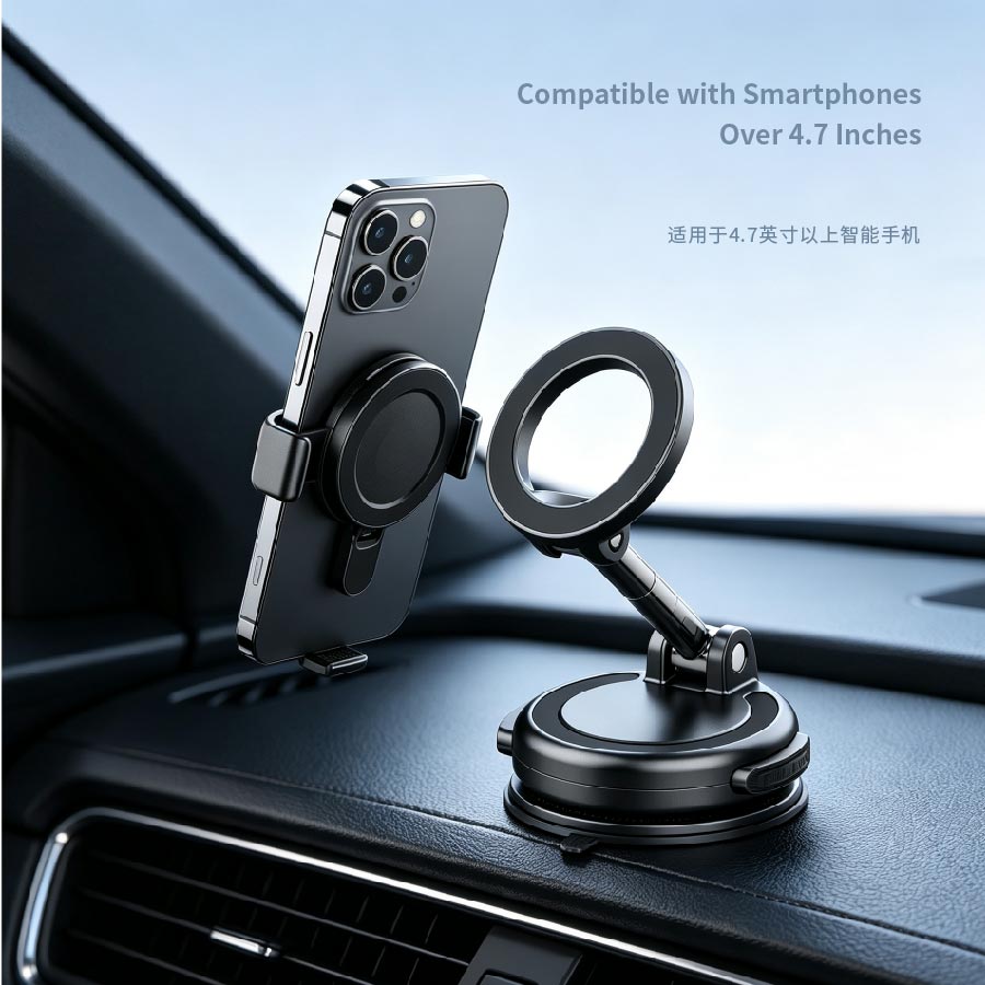 Diginut CH-50 Automatic Lock Vacuum SuctionCar Holder Black