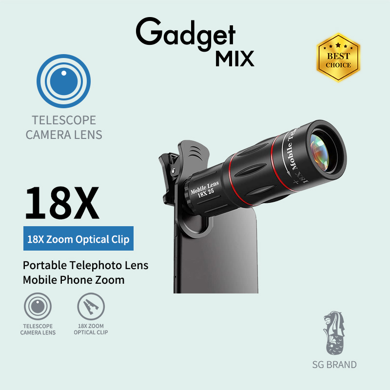 Apexel Universal 18X Zoom Optical Clip Mobile Phone/ Telescope Camera Lens/Portable Telephoto Lens Mobile Phone Zoom