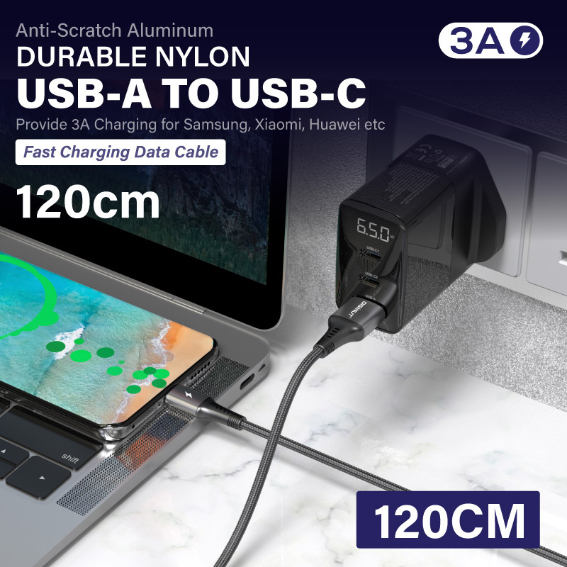 Diginut BA-1238C USB-A To Type-C /BA-1238R To Micro /BC-1238C/BC-0238C Aluminum Alloy Data Cable 3A 1.2M
