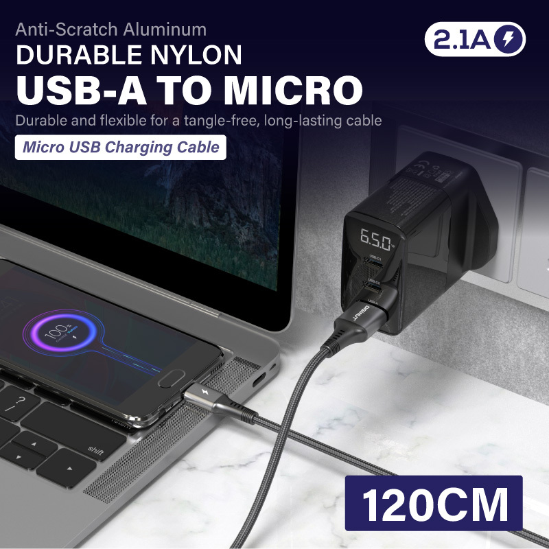 Diginut BA-1238C USB-A To Type-C /BA-1238R To Micro /BC-1238C/BC-0238C Aluminum Alloy Data Cable 3A 1.2M