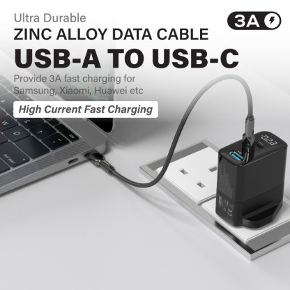 Diginut BA-1239C USB-A To Type-C/BC-1239C Type-C To Type-C Zinc Alloy Data Cable 3A 1.2M Grey