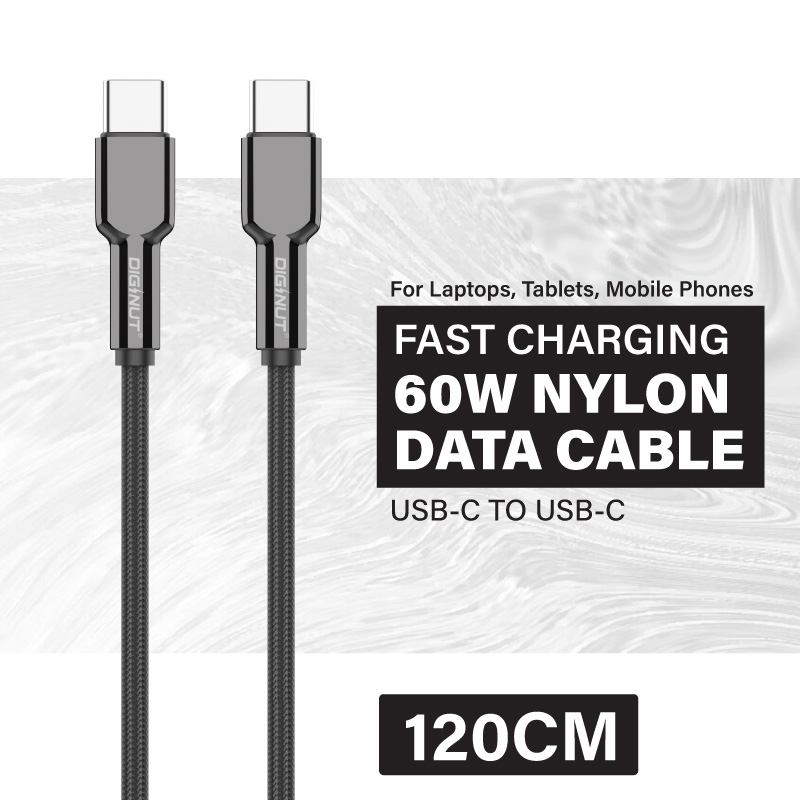 Diginut BA-1239C USB-A To Type-C/BC-1239C Type-C To Type-C Zinc Alloy Data Cable 3A 1.2M Grey