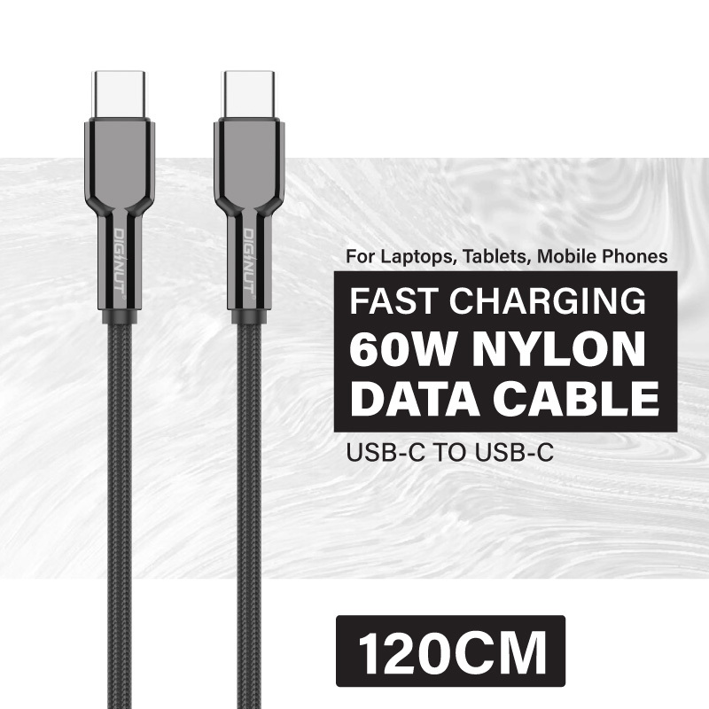 Diginut BA-1239C USB-A To Type-C/BC-1239C Type-C To Type-C Zinc Alloy Data Cable 3A 1.2M Grey