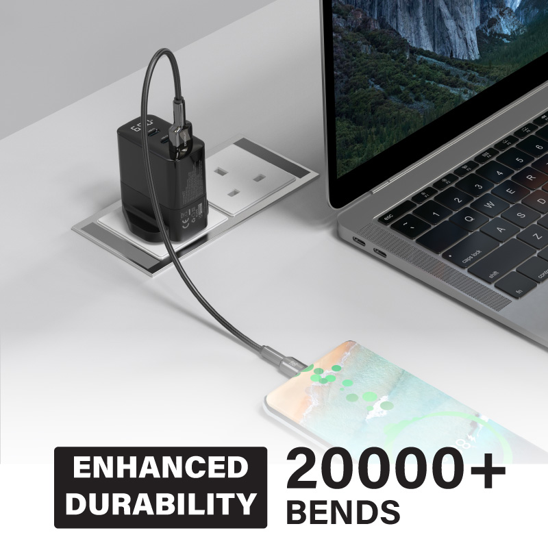 Diginut BA-1239C USB-A To Type-C/BC-1239C Type-C To Type-C Zinc Alloy Data Cable 3A 1.2M Grey