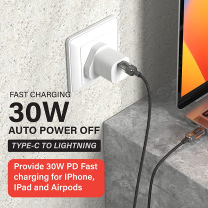 Diginut BC-1230L Type-c To L 30W / BC-1230C Type-C To Type-C 100W 1.2M Black Intelligent Auto Power Off cable