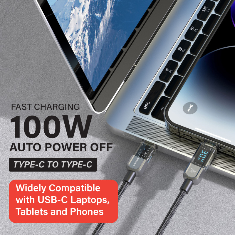 Diginut BC-1230L Type-c To L 30W / BC-1230C Type-C To Type-C 100W 1.2M Black Intelligent Auto Power Off cable