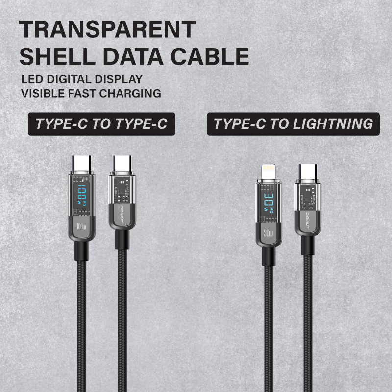Diginut BC-1230L Type-c To L 30W / BC-1230C Type-C To Type-C 100W 1.2M Black Intelligent Auto Power Off cable