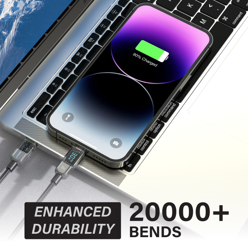 Diginut BC-1230L Type-c To L 30W / BC-1230C Type-C To Type-C 100W 1.2M Black Intelligent Auto Power Off cable