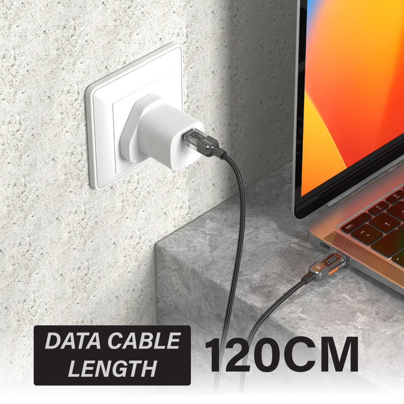 Diginut BC-1230L Type-c To L 30W / BC-1230C Type-C To Type-C 100W 1.2M Black Intelligent Auto Power Off cable