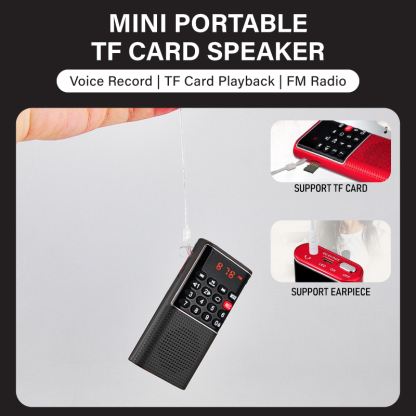 Diginut BM-01 Portable FM Radio Mini Digital Speaker USB Rechargeable Compact Black