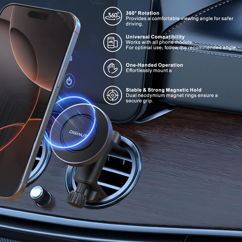 Diginut CH-32 Air Vent Magnetic Car Mount Black