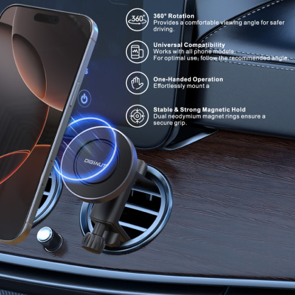 Diginut CH-32 Air Vent Magnetic Car Mount Black