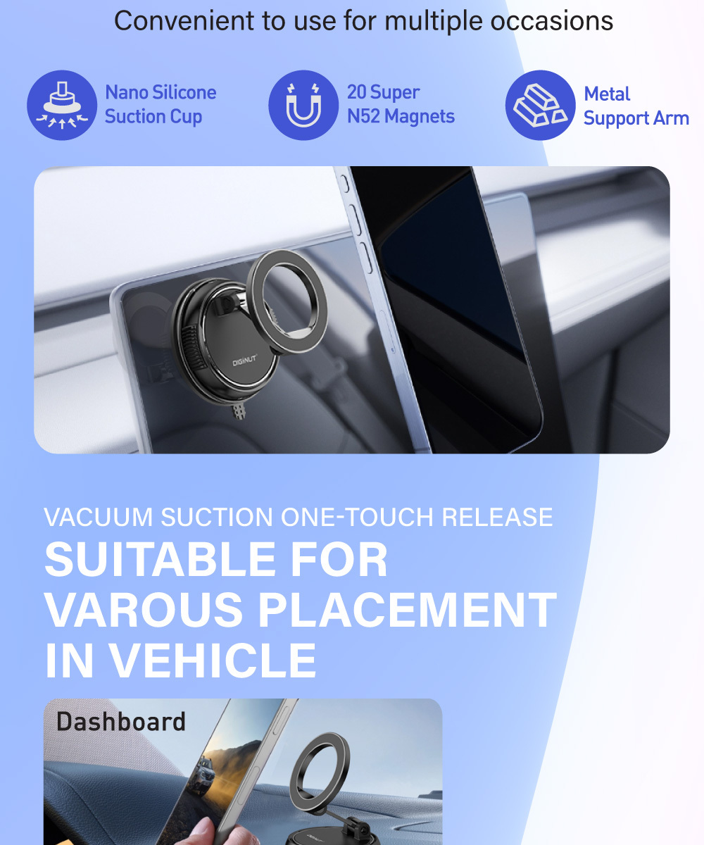 Diginut CH-36 Vacuum Suction CupCar Phone Mount Black