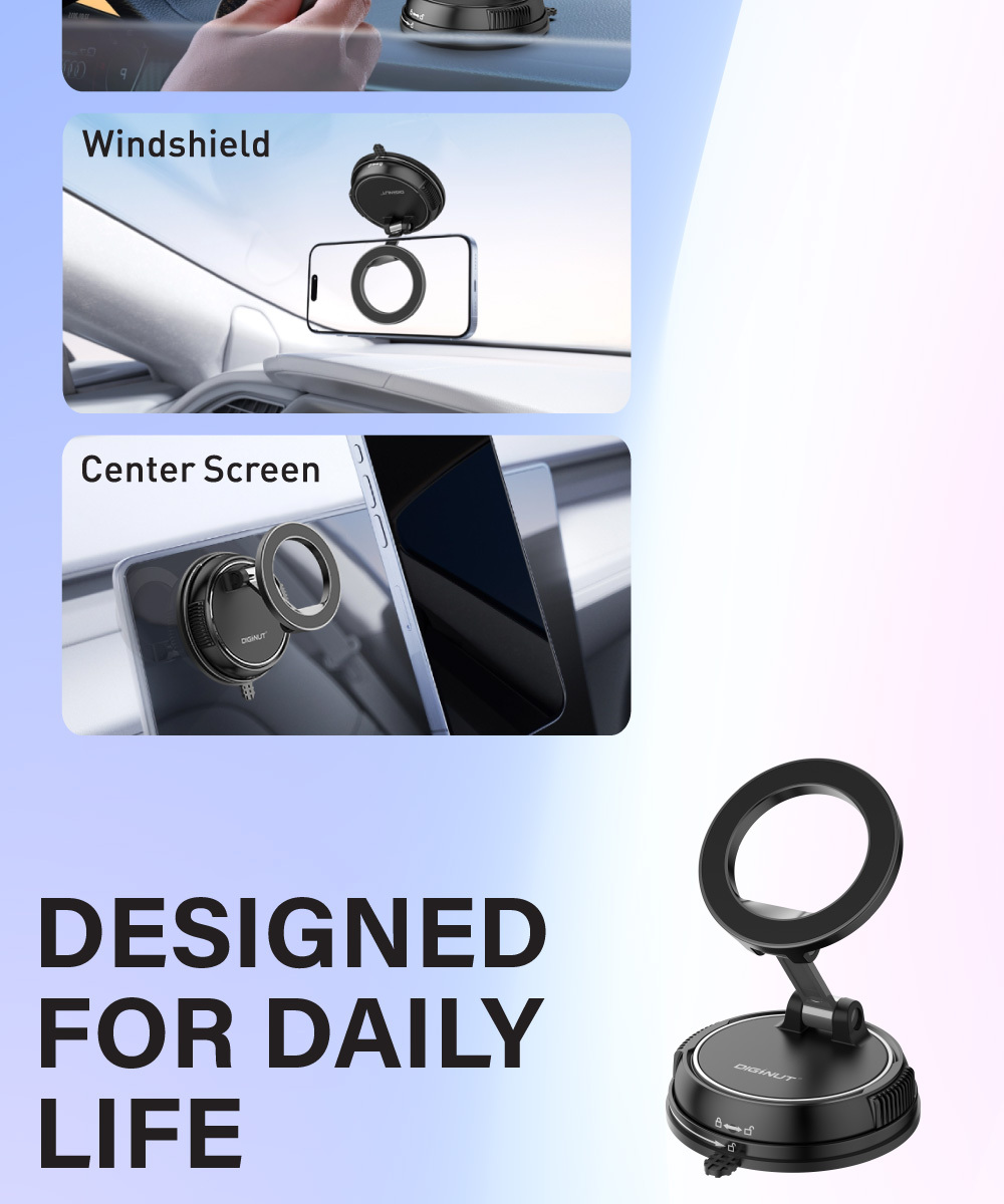 Diginut CH-36 Vacuum Suction CupCar Phone Mount Black