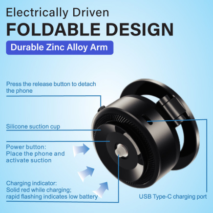 Diginut CH-38 Electric Vacuum Suction Phone Mount Black