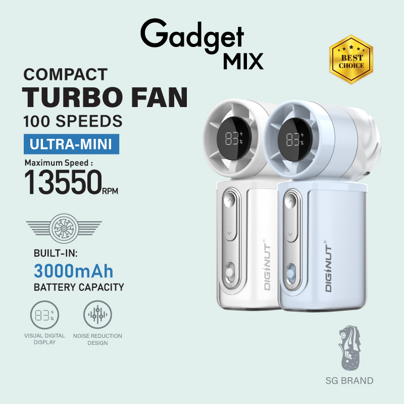 Gadget Mix DIGINUT CL-96 Ultra-Mini Turbo Fan 100 Speeds 3000mAh Battery Portable Mini Fan