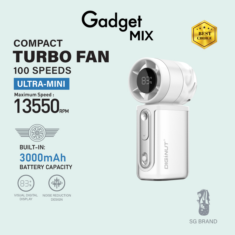 Gadget Mix DIGINUT CL-96 Ultra-Mini Turbo Fan 100 Speeds 3000mAh Battery Portable Mini Fan