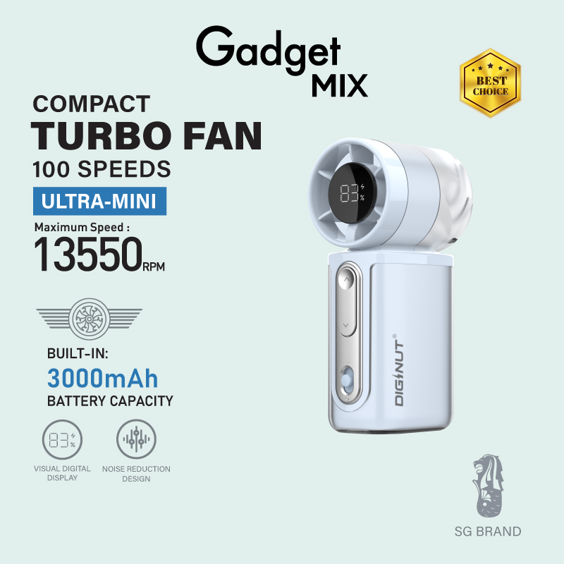 Gadget Mix DIGINUT CL-96 Ultra-Mini Turbo Fan 100 Speeds 3000mAh Battery Portable Mini Fan