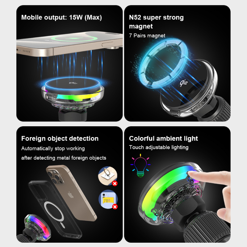 Diginut CW-20 Wireless Car Mount With Ambient Light/Black