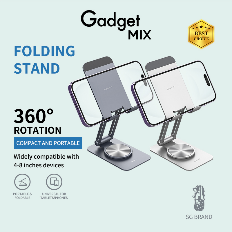 Gadget Mix Diginut DJ-21 Foldable & 360-Degree Rotation Phone Stand Silver/Grey