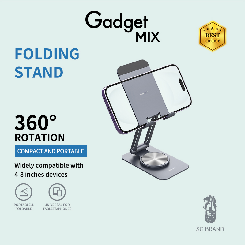 Gadget Mix Diginut DJ-21 Foldable & 360-Degree Rotation Phone Stand Silver/Grey
