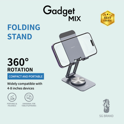 Gadget Mix Diginut DJ-21 Foldable & 360-Degree Rotation Phone Stand Silver/Grey