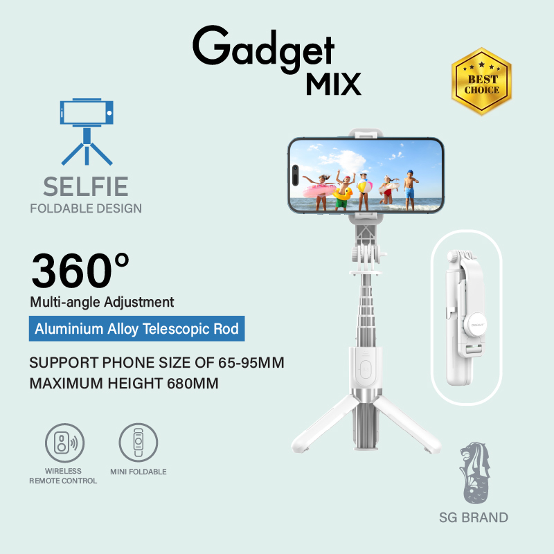 Gadget MIX Diginut DT-07 Mini Tripod Aluminum Alloy Selfie Stick White