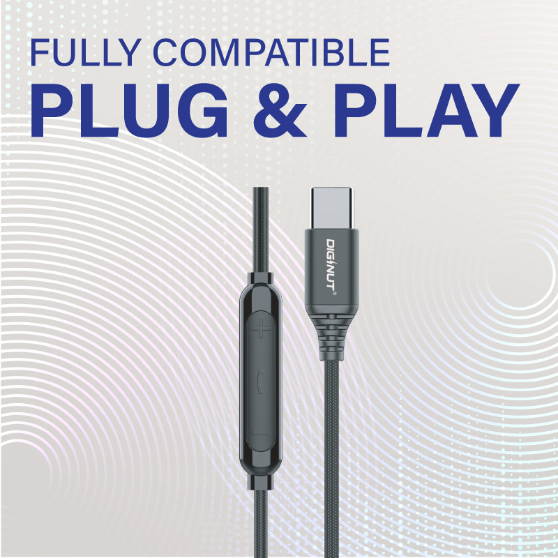 Diginut E-36C Type-C Wired Earphone Black